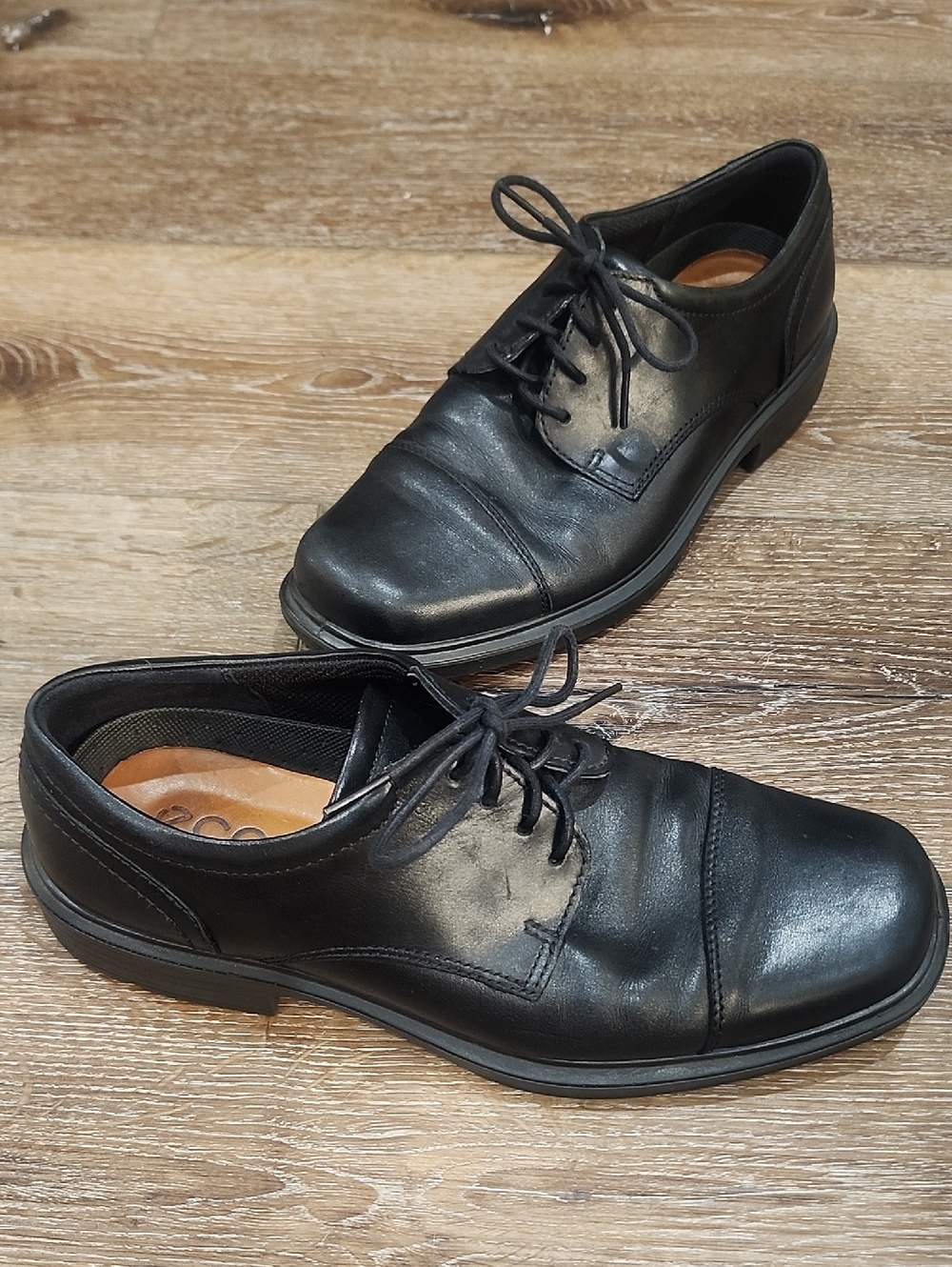 Ecco Mens Black Leather Classic Lace Up Oxford Business Casual Neutral 42 Elegan